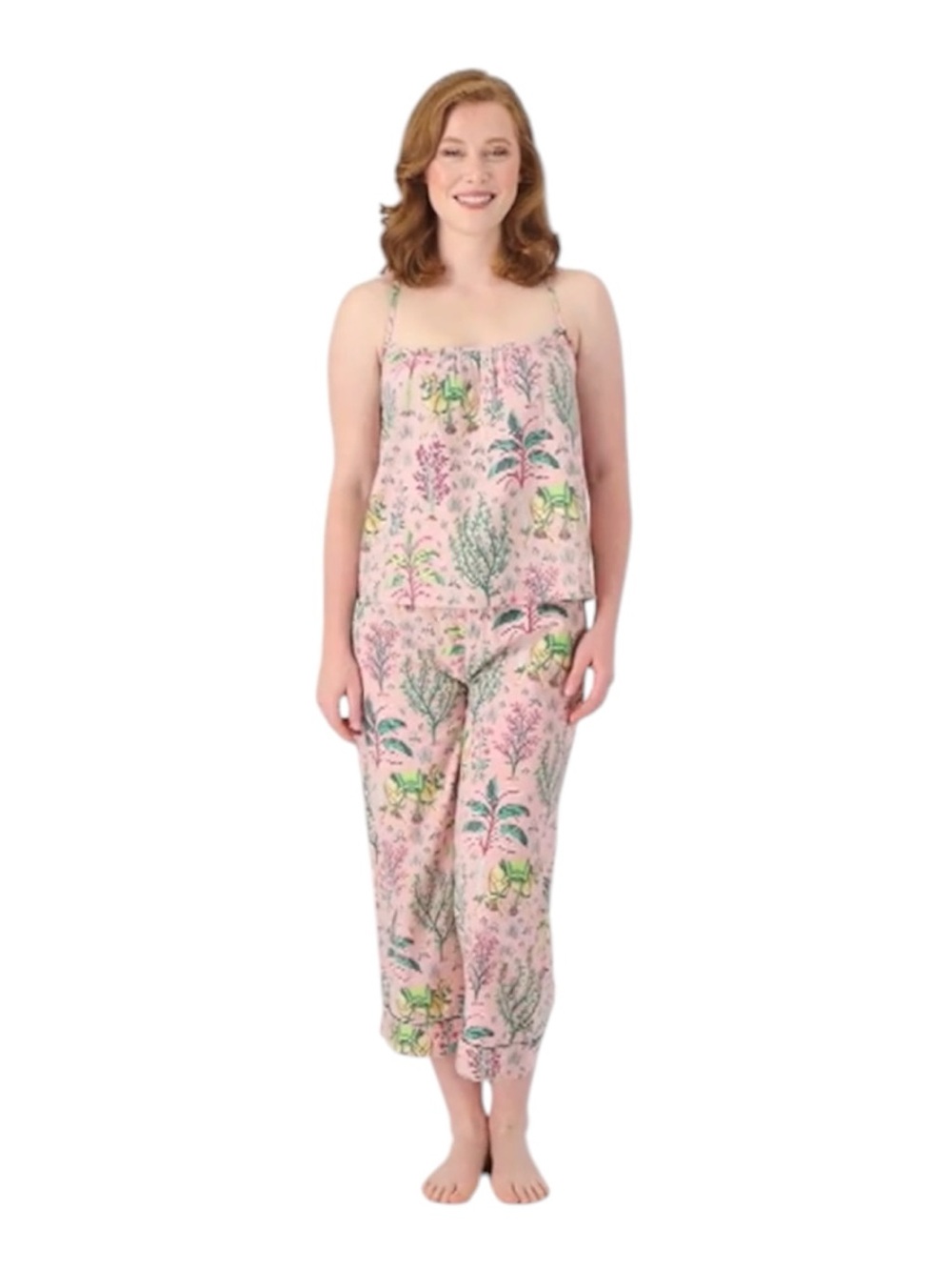 Printfresh Cami/Crop PJs Camel’s Courtyard Pink 3X